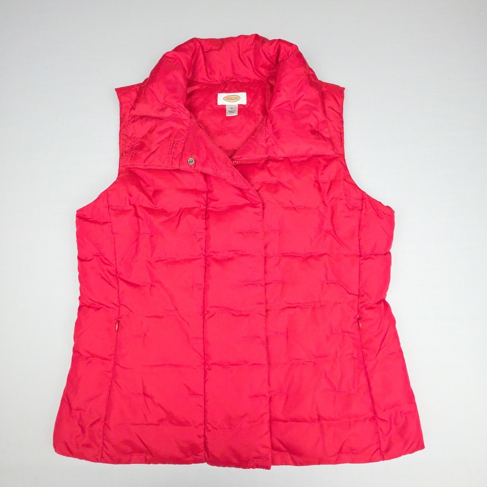 Talbots Goose Down Quilted Puffer Vest Women M Red Feather Nylon Blend